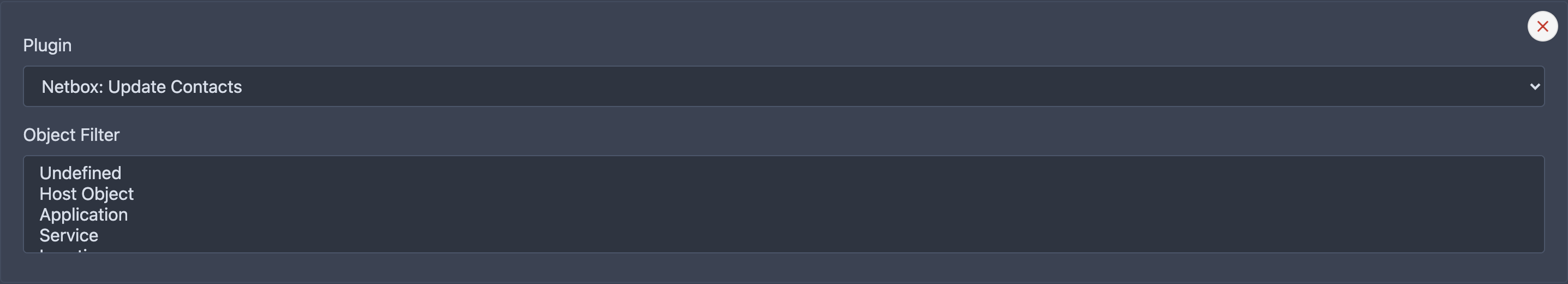 Object filter configuration